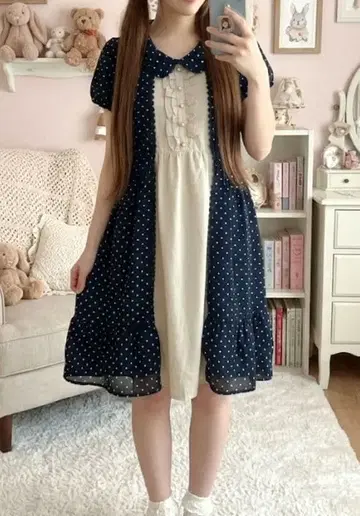 모리걸 axes femme 페어리 그런지 도트 무늬 레이스 원피스