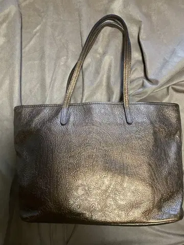 ETRO 페이즐리 무늬 토트백 메탈릭 브론즈