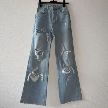 자라 데미지 데님 스트레이트 와이드