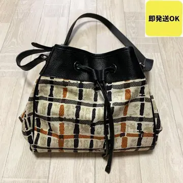 새상품급 일본제 DAKS 닥스 복조리 버킷 백 체크 터콰이즈