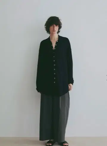 에트레토쿄 린넨 라이크 에어리 턱 팬츠 그레이 M