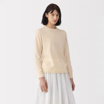 여성 코튼 하이 게이지 니트 긴팔 풀오버 MUJI labo