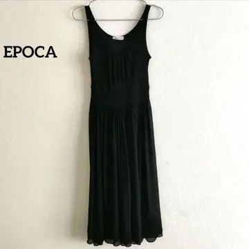 [ 미사용 ] EPOCA 블랙 실크 100% 롱 쉬폰 원피스