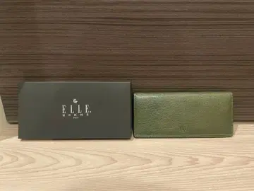 7/26까지 미사용 새상품 ELLE HOMME 천연 가죽 접이식 지갑 그린 박스 포함
