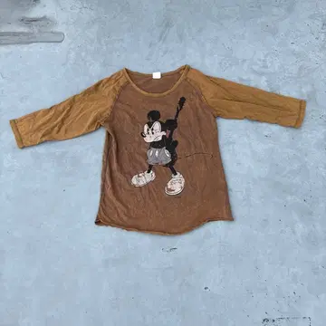 90s Disney 미키마우스 래글런 7부 소매 T셔츠