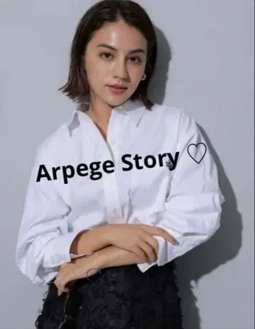 Arpege Story 크롭 기장 블라우스 로고 자수 긴팔 셔츠 봄