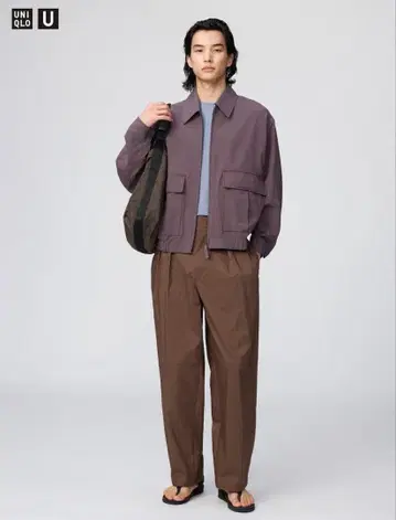 UNIQLO U 유니클로 유 턱 와이드 팬츠 브라운 73