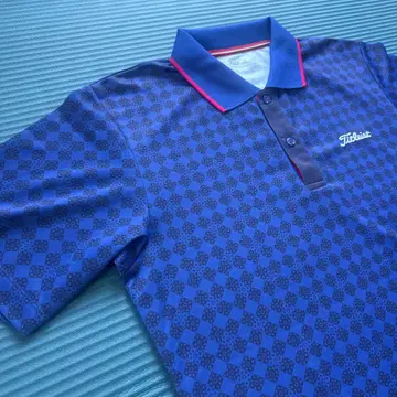 (새상품급) Titleist 피케 셔츠 네이비 블루 올 패턴 골프웨어 L