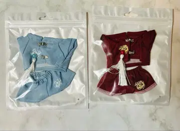 10cm 인형 의류 중화풍 럭셔리 셋업 (셔츠 & 팬츠) 레드 블루
