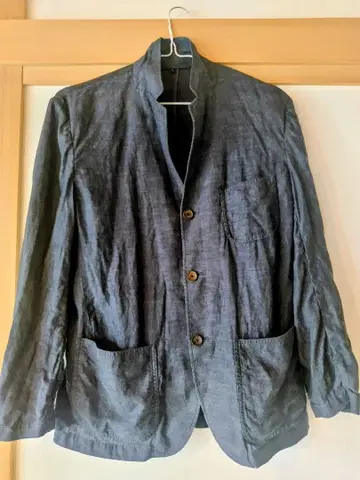 무인양품 린넨 워싱 자켓 신사 L 네이비 컬러 린넨 100%