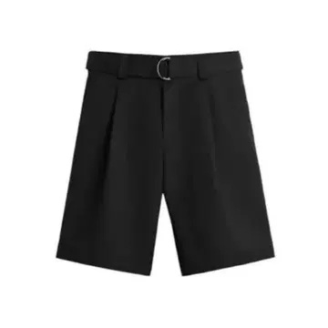 ZARA 벨트 와이드 레그 버뮤다 팬츠