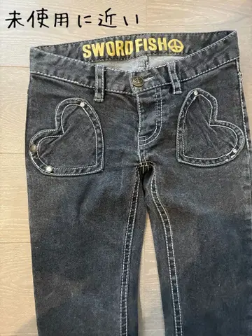 [ 새상품급 ] SWORD FISH 하트 디자인 데님 팬츠 S 스트레치