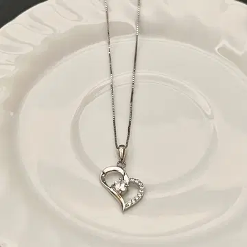 컨디션 최상 오픈하트 목걸이 S925 대형 CZ다이아 실버
