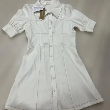 REDYAZEL 화이트 반팔 미니 원피스 셔츠 원피스 레이디 아젤 화이트