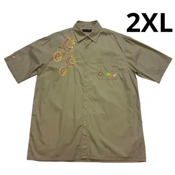 COOGI 자수 코튼 셔츠 2XL 베이지 디자인 90s 00s