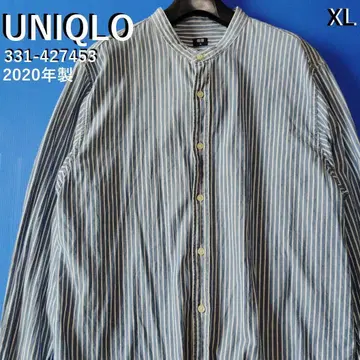 유니클로 UNIQLO 히코리 스탠드 카라 긴팔 셔츠 XL 블루 63