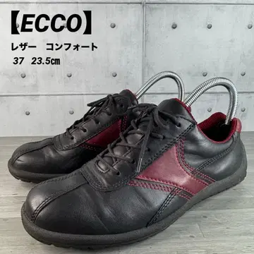 [ ECCO ] 가죽 컴포트 스니커즈 23.5cm 블랙 레드