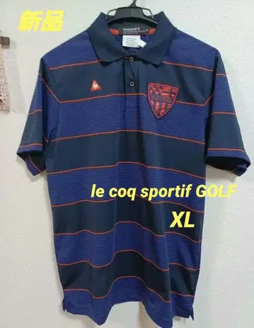 새상품 le coq sportif 골프 네이비 계열 보더 LL 피케 셔츠
