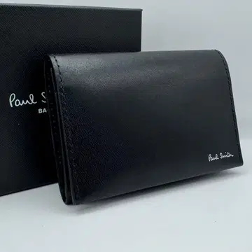 [ 미사용급 ] Paul Smith 멀티 스트라이프 명함지갑 가죽 블랙