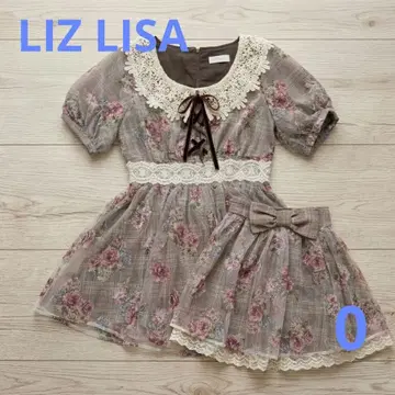 LIZ LISA 리즈리사 꽃무늬 체크 무늬 셋업 원피스풍 레이스 리본