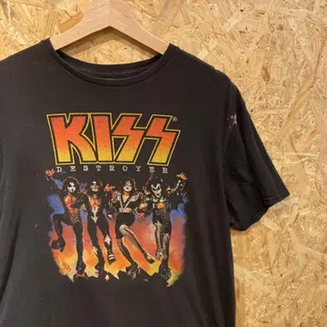 KISS DESTROYER 키스 밴드T셔츠 블랙 변색 탈색 있음