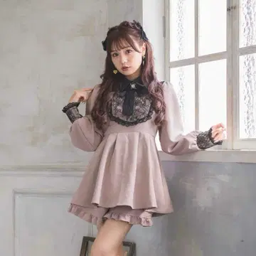 지뢰계 ROJITA 요크 레이스 셋업 핑크