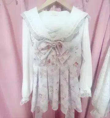 LIZLISA 리즈리사 Sewing Bear 패턴 블루 셋업