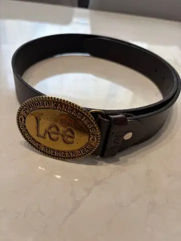 Lee 천연 가죽 가죽 벨트 놋쇠 오벌 버클