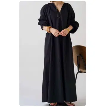 오메카시 2way 린넨 코튼 맥시 원피스 긴팔 블랙 롱