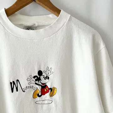 90s 미키 마우스 자수 T셔츠 L USA제 빈티지 MICKEY
