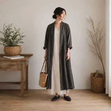 [ 여름 본점! 가격 인하 중 ] GALERIE VIE 가운 가디건 린넨