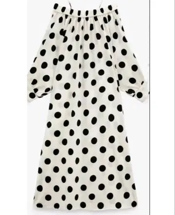 ZARA 도트 볼륨 오프숄더 롱 원피스 드레스
