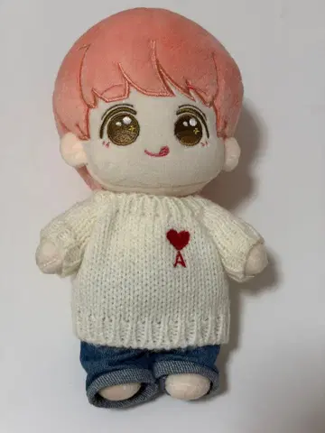 seventeen 정한 하트 자수 니트 착용 핑크 머리 봉제 인형