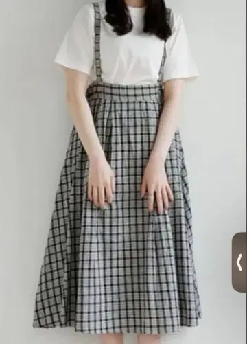 늑대와 올빼미 늑대와 검은 귀의 멜로 서스펜더 체크 롱 스커트 마 혼방