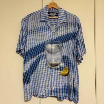 [ 새상품급 ] JACQUEMUS 체크 셔츠 오픈 카라 셔츠
