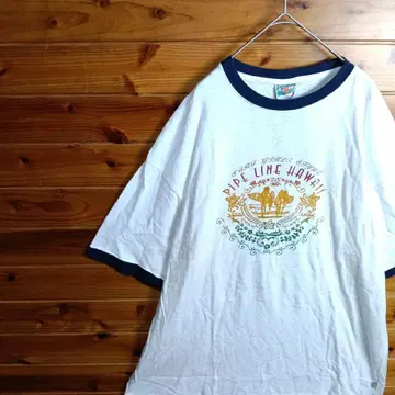 링거 T셔츠 반팔 셔츠 하와이안 서핑 서퍼 3XL 화이트