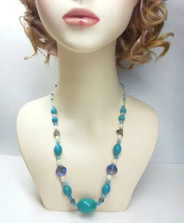 터콰이즈 터키석 펄 비즈 목걸이 마그넷