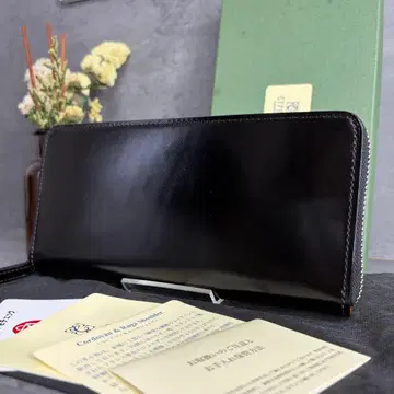 [ 미사용품 ] 키프리스 오일 쉘 코도반 라운드 지퍼 장지갑 블랙