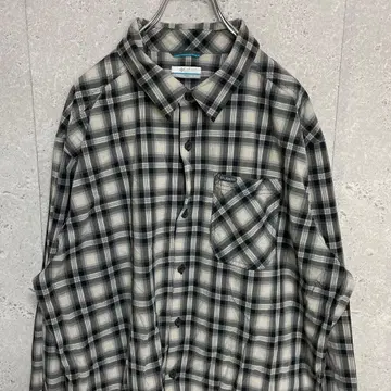 컬럼비아 체크 셔츠 긴팔 셔츠 빅사이즈 그레이 2XL