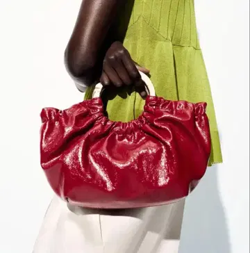 ZARA 개더 핸들 핸드 숄더 백 레드