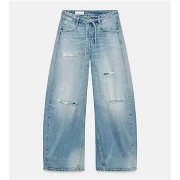 ZARA TRF 데미지 가공 미드 라이즈 배기 데님 38
