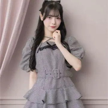 pium 티어드 프릴 미니 원피스 체크