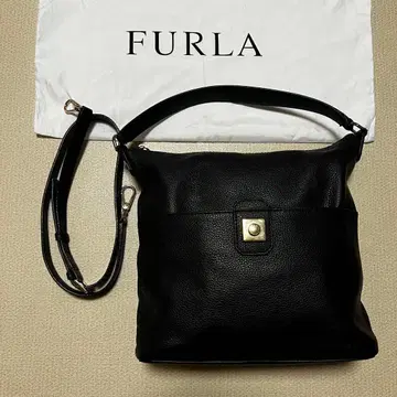 FURLA 훌라 2WAY 숄더백 블랙 가죽 수납 가방 포함