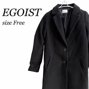 EGOIST 에고이스트 체스터 코트 롱 코트 블랙 F 레이온 고급스러움
