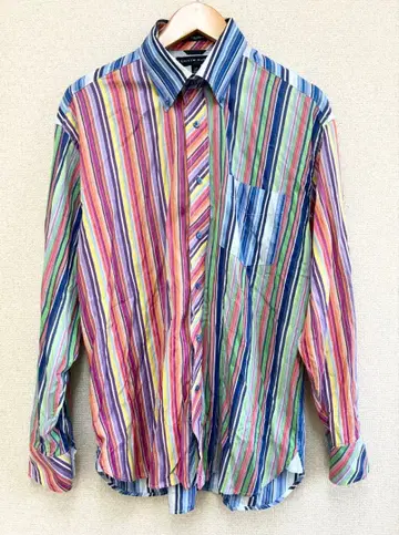 90s TOMMY HILFIGER 피카소 멀티 스트라이프 긴팔 셔츠 L