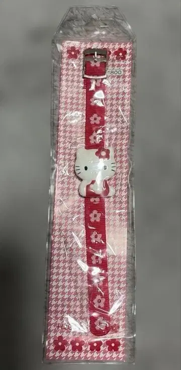 Hello Kitty 손목시계 레드 하운드투스 패턴 미개봉