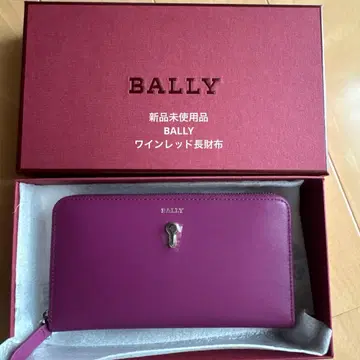 미사용 새상품 BALLY 장지갑 라운드 지퍼 와인 레드