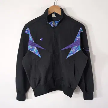 90s Champion 트랙 자켓 저지 자수 로고 블랙