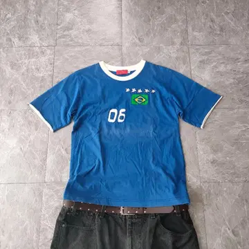 brazil football boxy t-shirt blue 00s o
