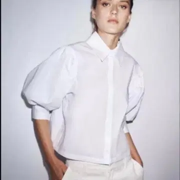 ZARA 퍼프 슬리브 셔츠 화이트 M